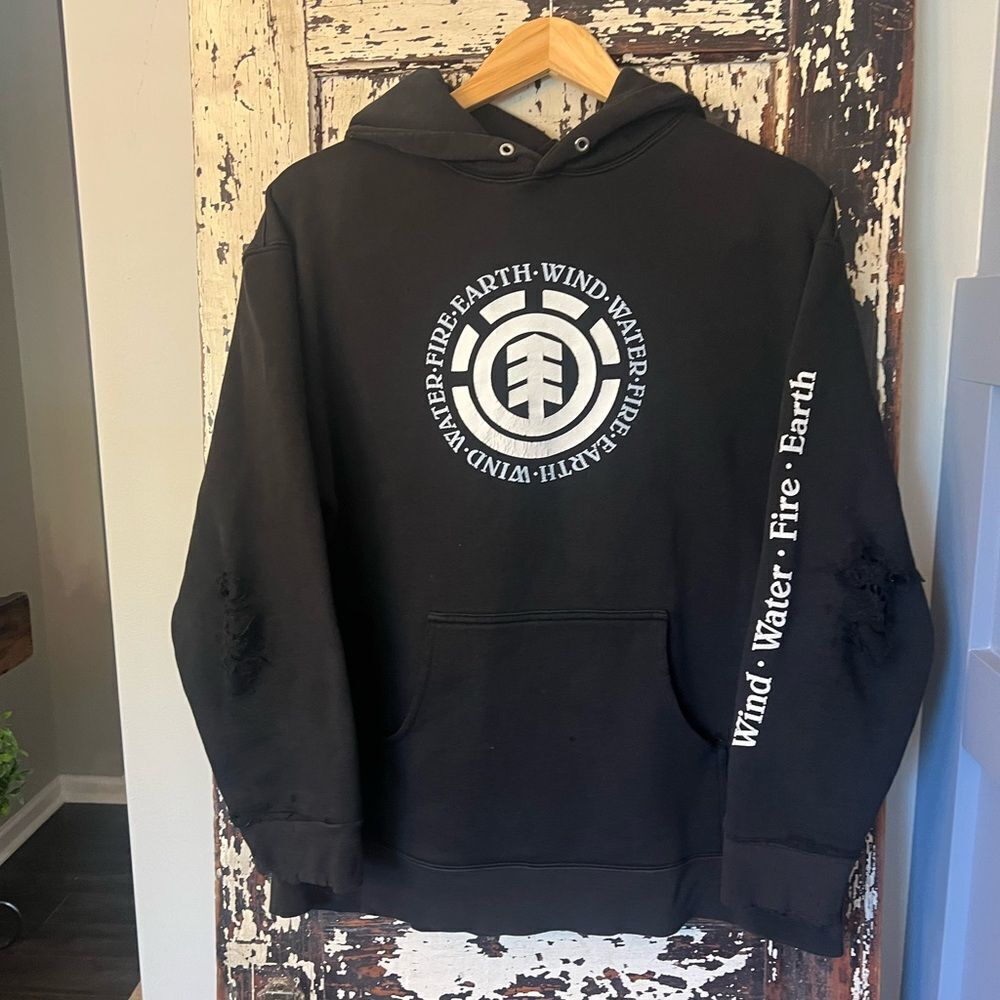 Element distressed Black Hoodie. Men’s size M.